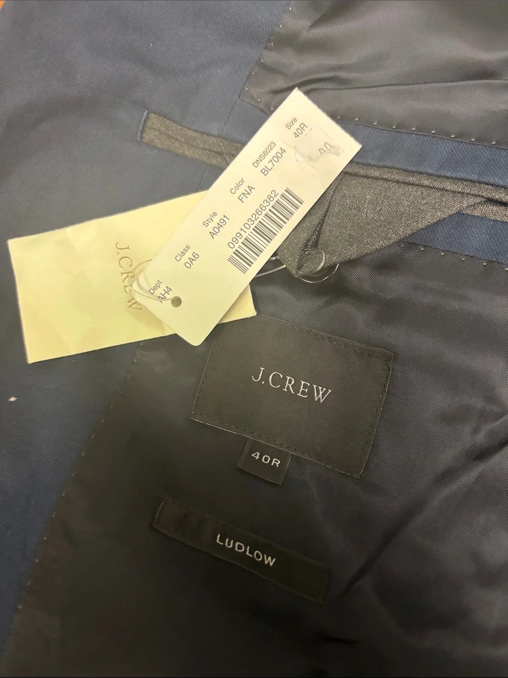 J Crew Men's Navy Blue Two-Button Sport Coat Blazer 40R